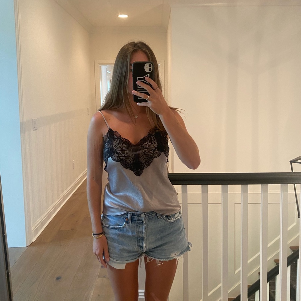 DREW black and light purple lace tank